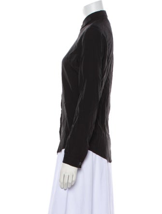 Del Core Silk Long Sleeve Button-Up Top