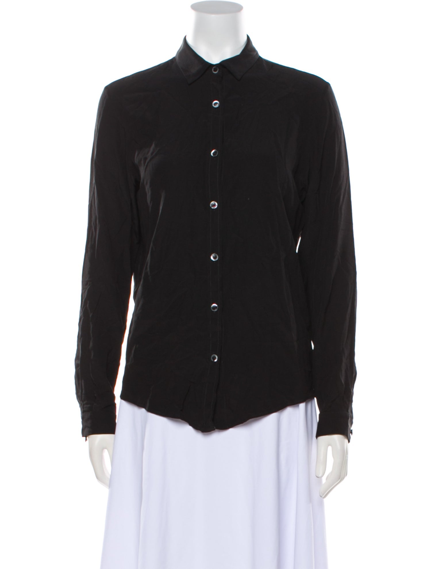 Del Core Silk Long Sleeve Button-Up Top