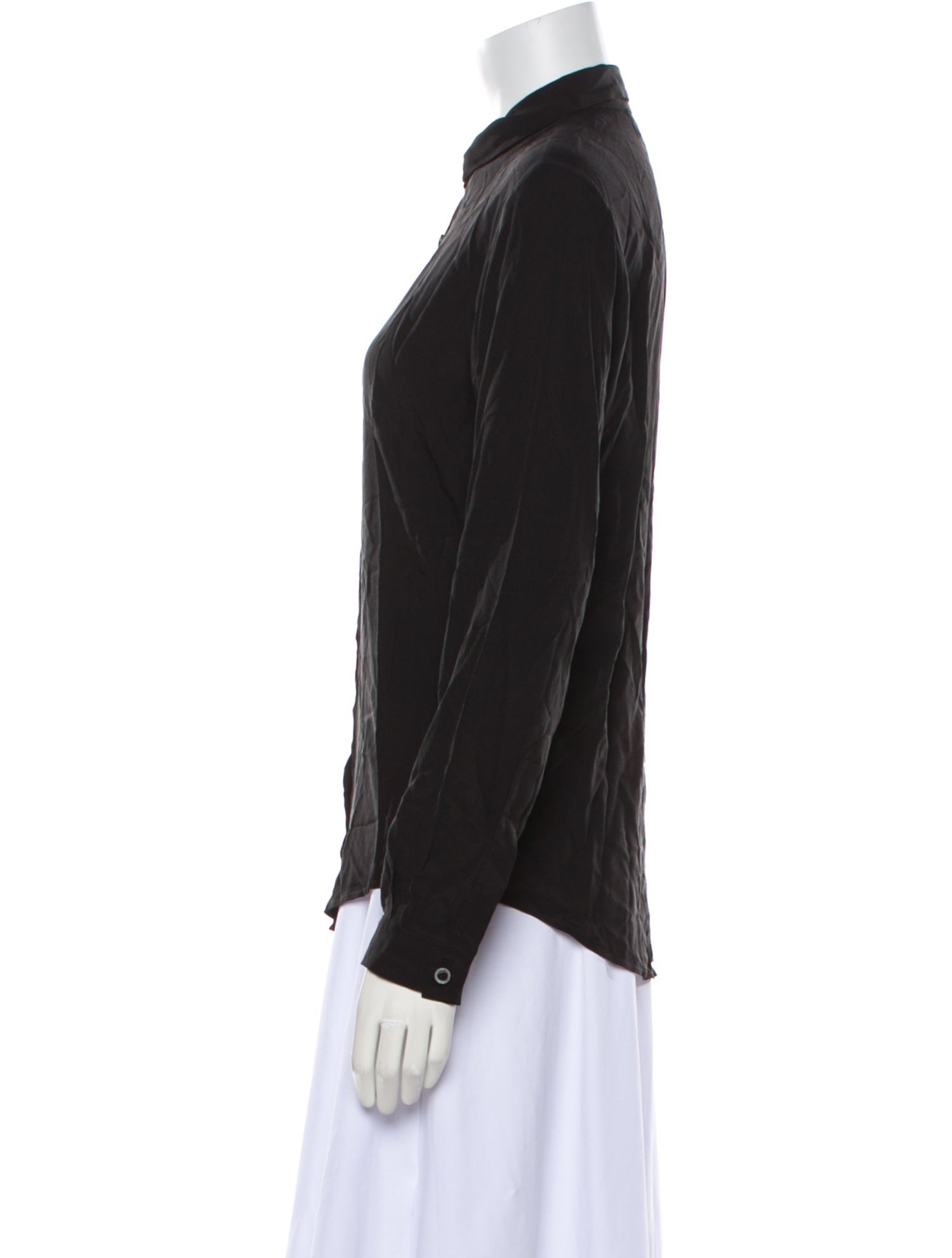 Del Core Silk Long Sleeve Button-Up Top