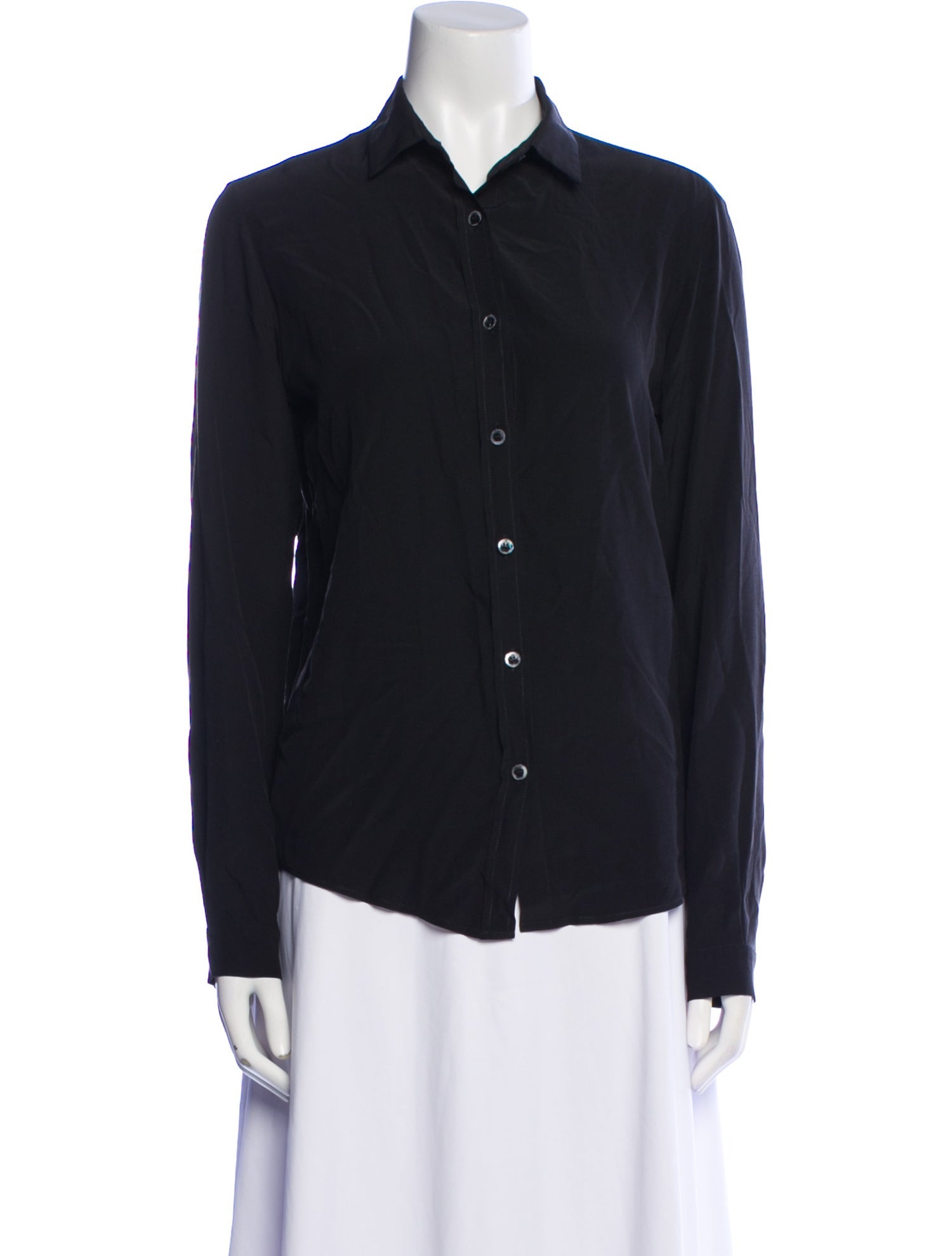 Del Core Silk Long Sleeve Button-Up Top