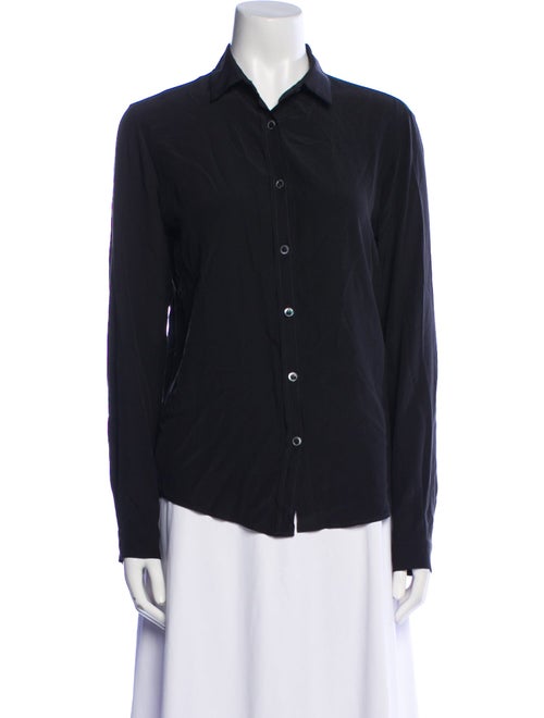Del Core Silk Long Sleeve Button-Up Top