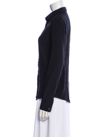 Del Core Silk Long Sleeve Button-Up Top