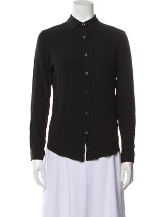 Del Core Silk Long Sleeve Button-Up Top