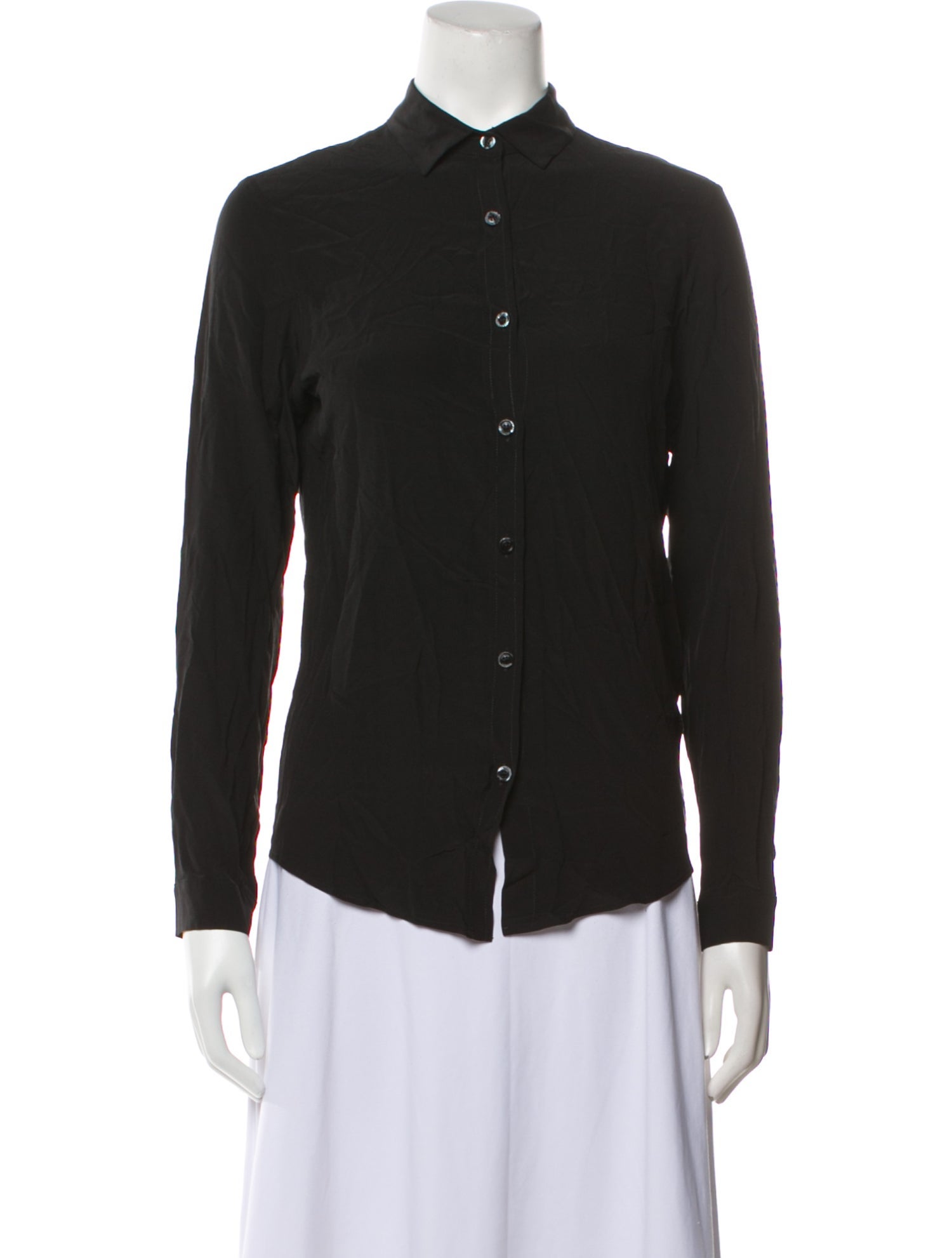 Del Core Silk Long Sleeve Button-Up Top