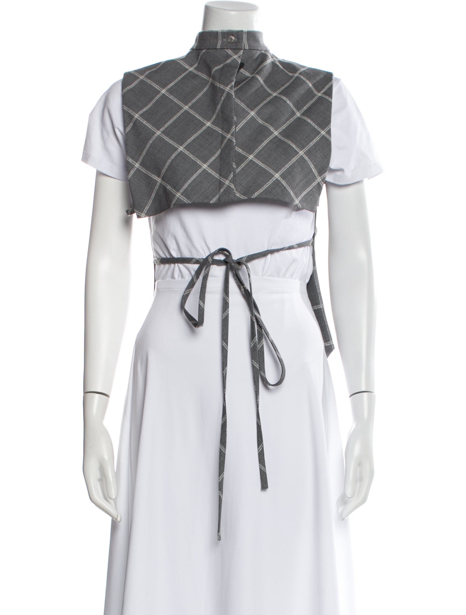 Del Core Virgin Wool Plaid Print Crop Top