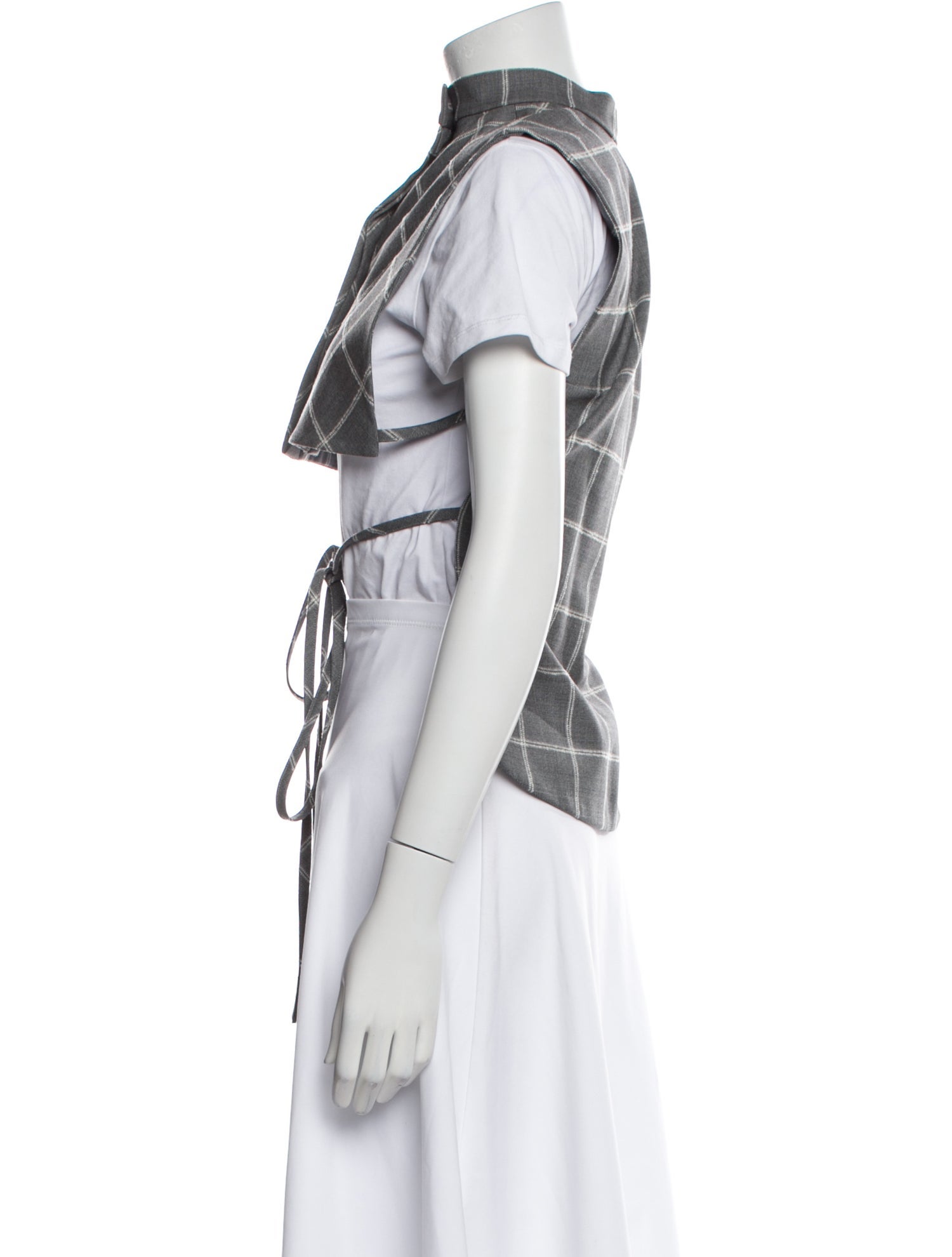 Del Core Virgin Wool Plaid Print Crop Top