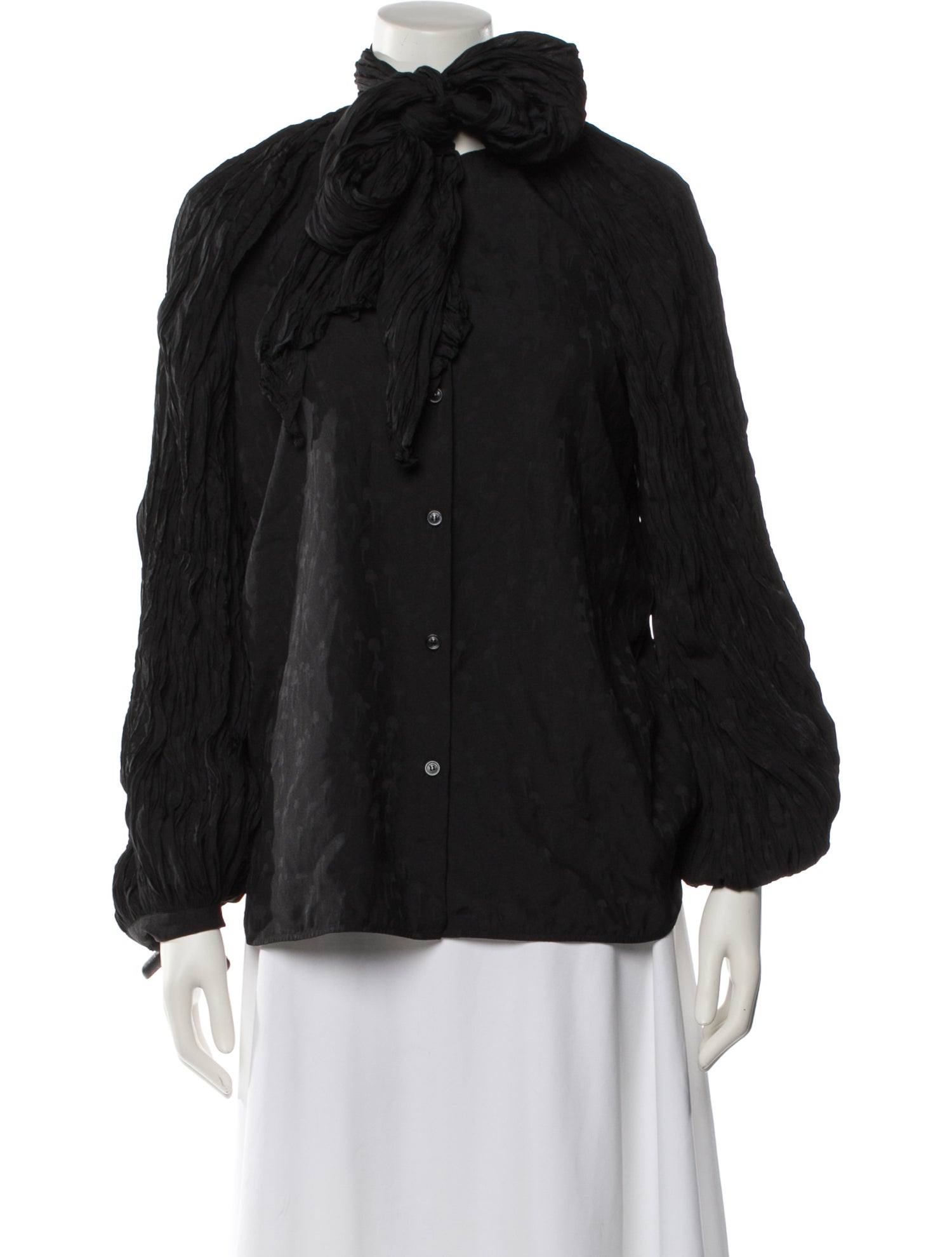 Del Core Mock Neck Long Sleeve Button-Up Top