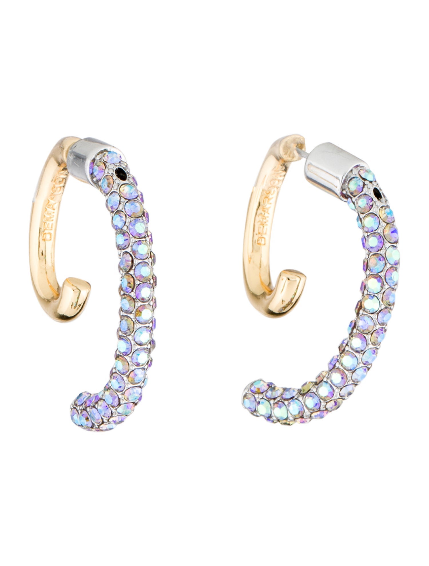 Demarson Pave Iridescent Luna Hoop Earrings