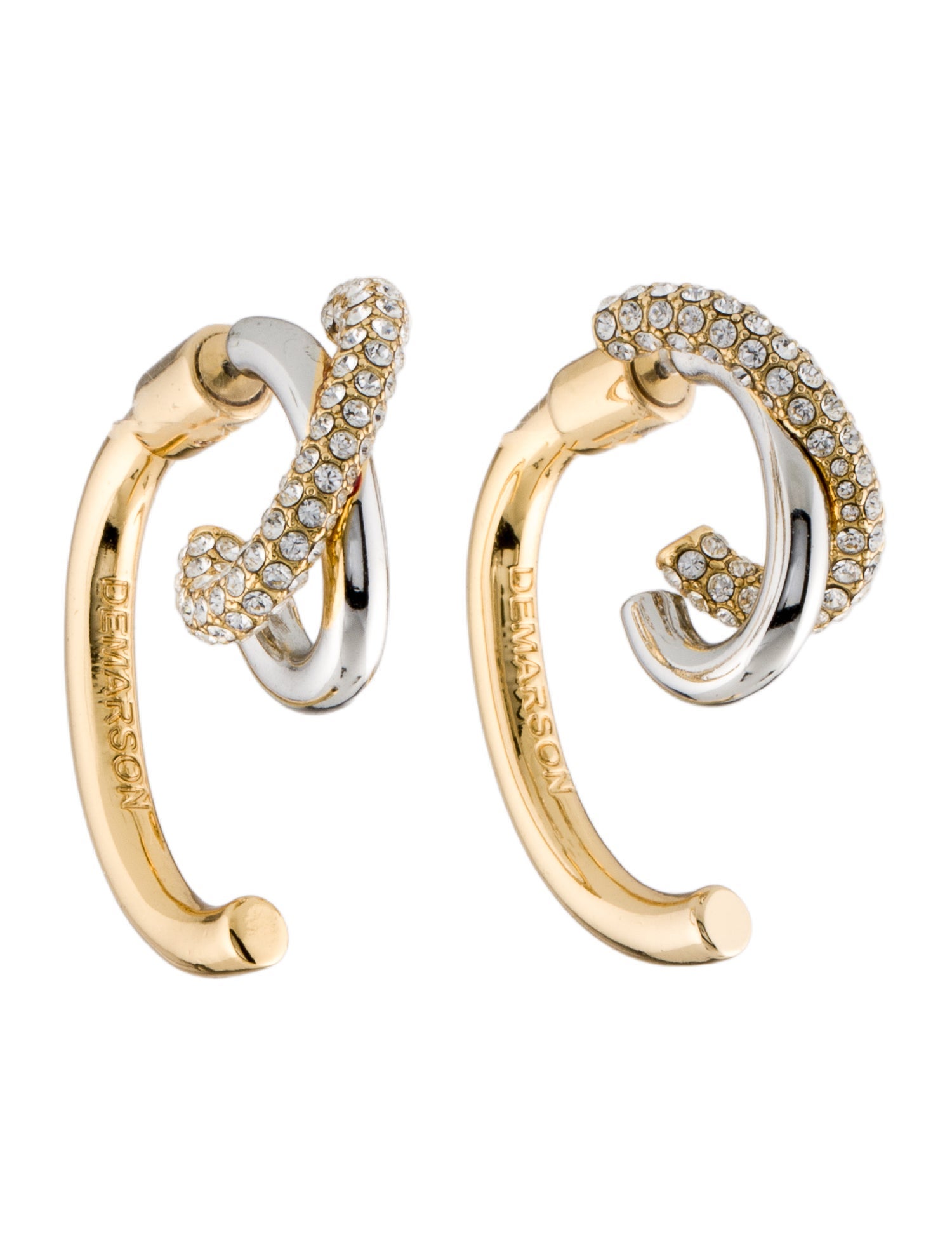 Demarson Two-Tone Crystal Hoop Earrings