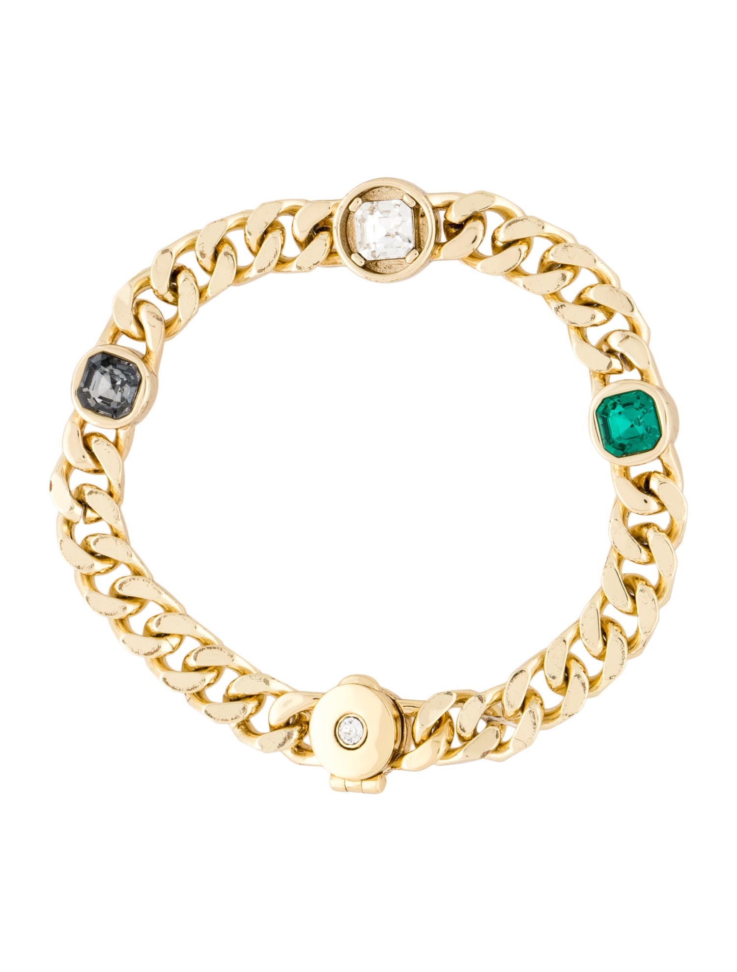 Demarson Crystal Lyra Stud Chain Link Bracelet