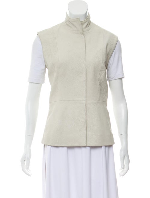 Dennis Basso Mock Neck Leather Vest