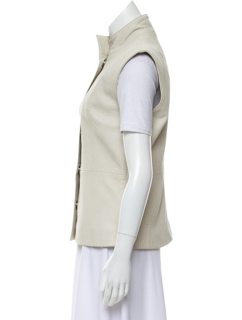 Dennis Basso Mock Neck Leather Vest