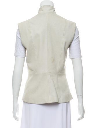 Dennis Basso Mock Neck Leather Vest