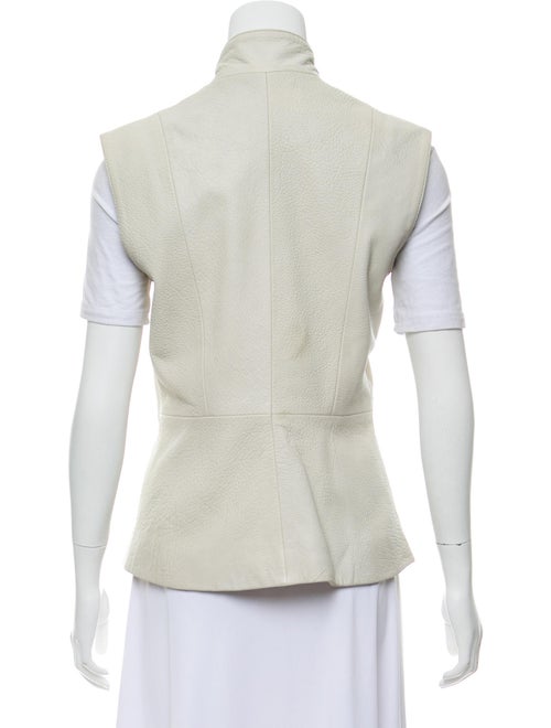 Dennis Basso Mock Neck Leather Vest