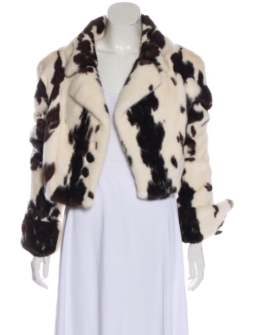 Dennis Basso Cow Print Mink Jacket brown