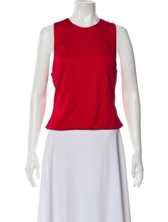 Dennis Basso Crew Neck Sleeveless Crop Top