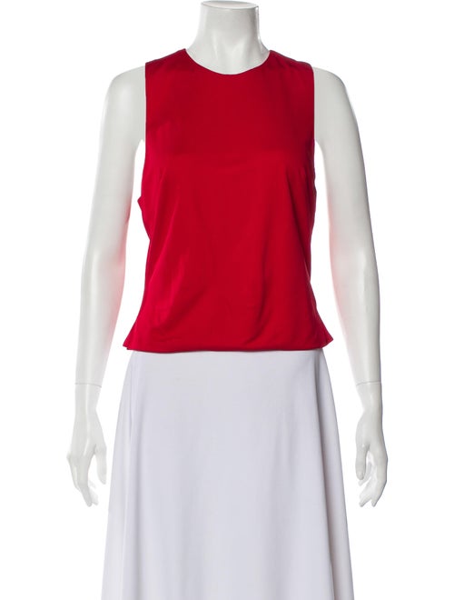 Dennis Basso Crew Neck Sleeveless Crop Top