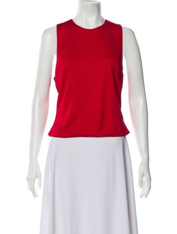 Dennis Basso Tops Crew Neck Sleeveless Crop Top XS