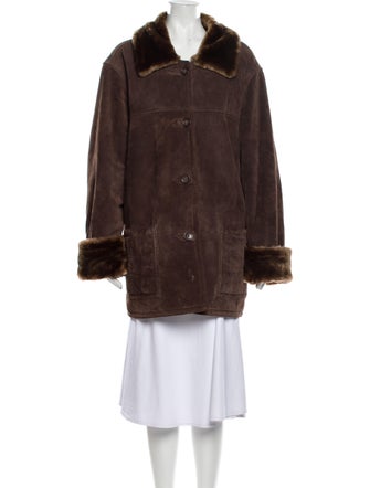 Dennis Basso Leather Faux Fur Coat