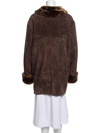 Dennis Basso Leather Faux Fur Coat