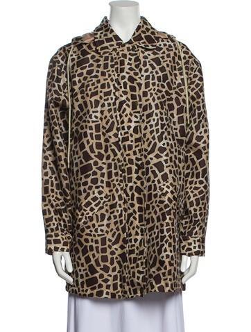Dennis Basso Coats Silk Animal Print Faux Fur Coat S