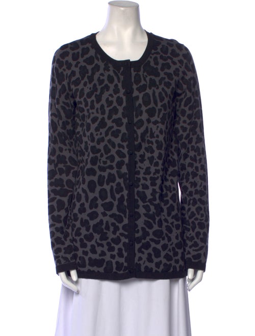 Dennis Basso Animal Print Scoop Neck Sweater