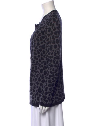 Dennis Basso Animal Print Scoop Neck Sweater