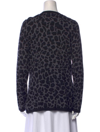 Dennis Basso Animal Print Scoop Neck Sweater