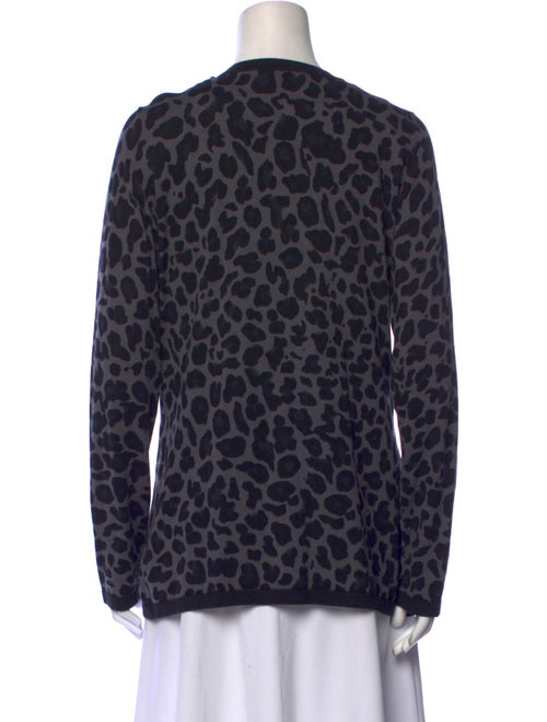 Dennis Basso Animal Print Scoop Neck Sweater