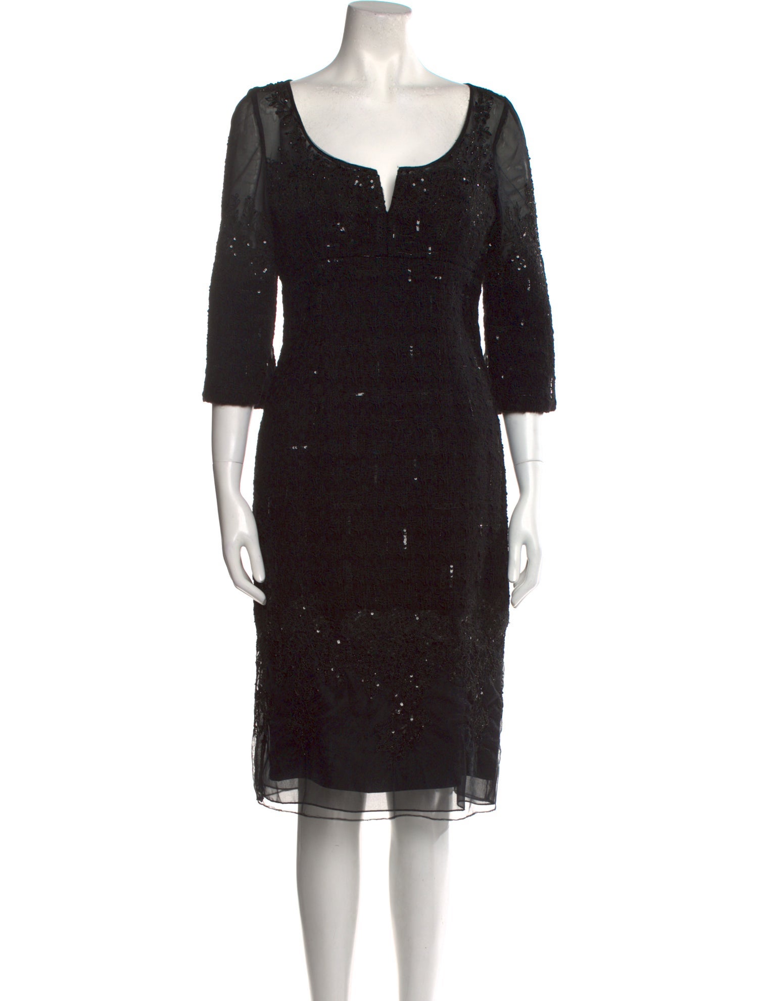 Dennis Basso Scoop Neck Knee-Length Dress