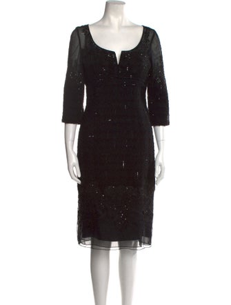 Dennis Basso Scoop Neck Knee-Length Dress