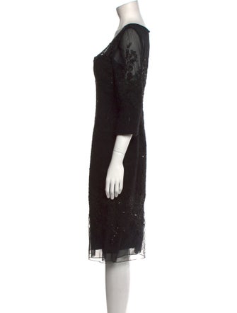 Dennis Basso Scoop Neck Knee-Length Dress