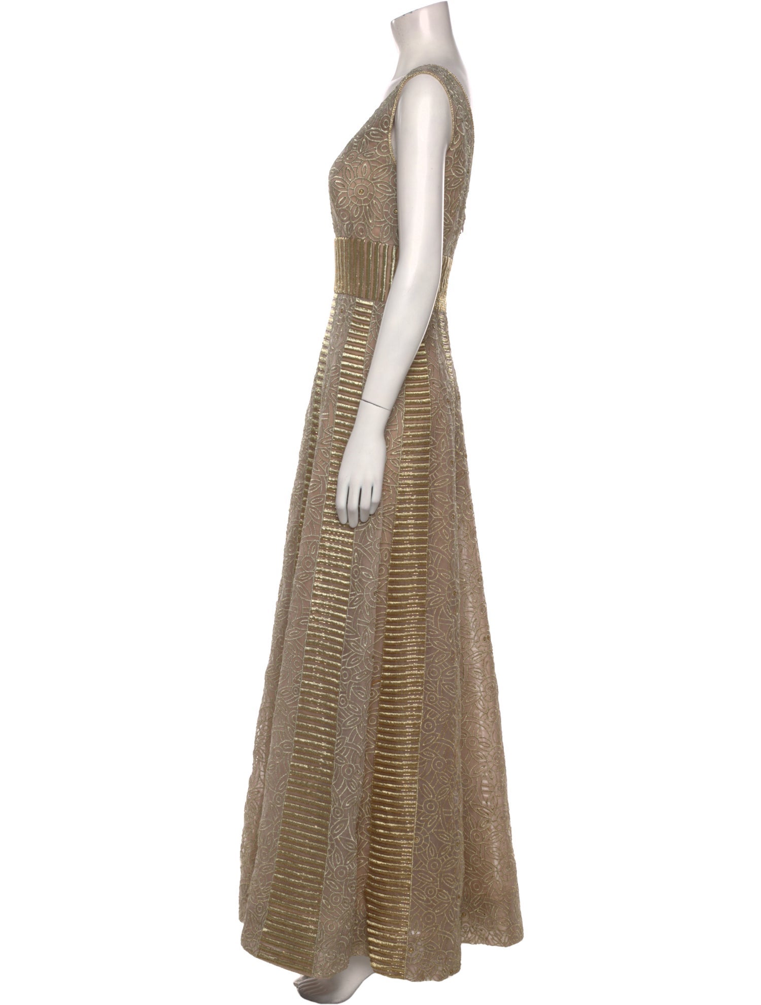 Dennis Basso V-Neck Long Dress