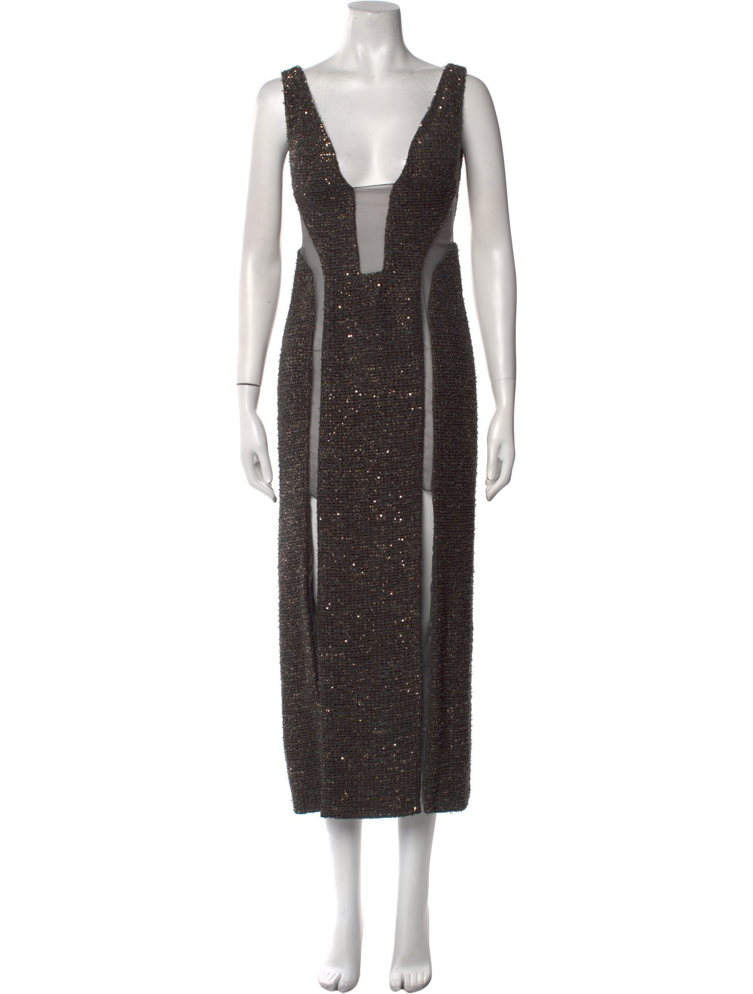 Dennis Basso V-Neck Long Dress