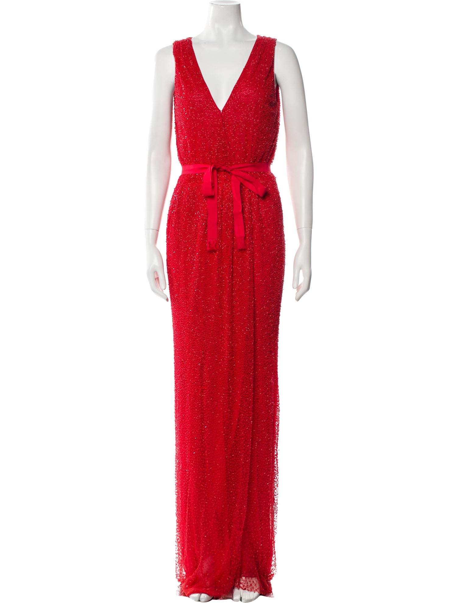 Dennis Basso V-Neck Long Dress
