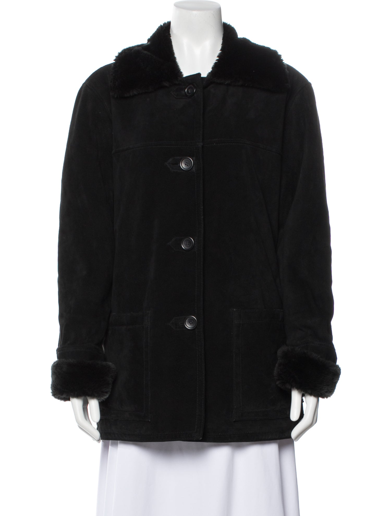 Dennis Basso Leather Faux Fur Jacket