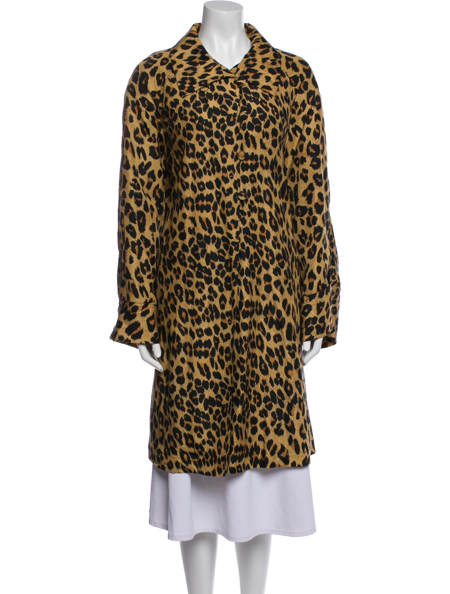 Dennis Basso Silk Animal Print Faux Fur Coat