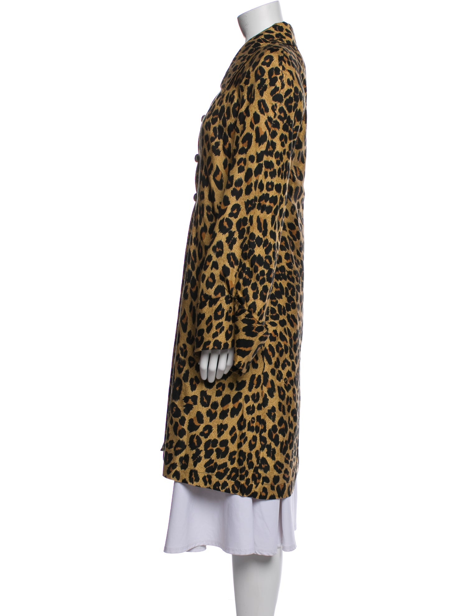 Dennis Basso Silk Animal Print Faux Fur Coat