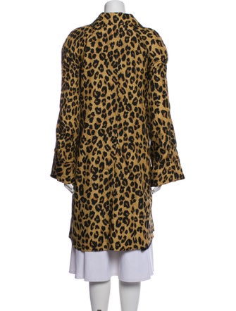 Dennis Basso Silk Animal Print Faux Fur Coat