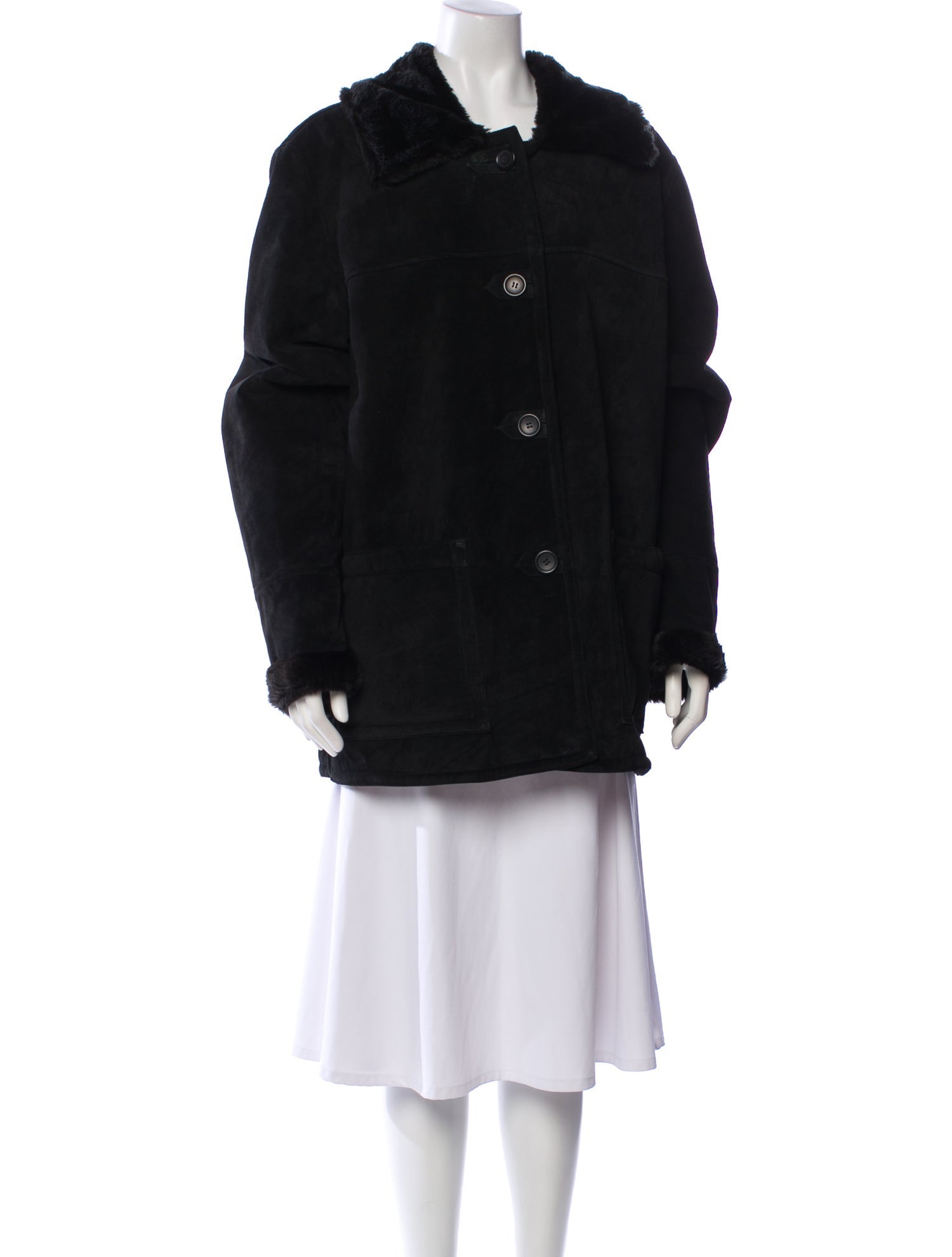 Dennis Basso Leather Faux Fur Jacket