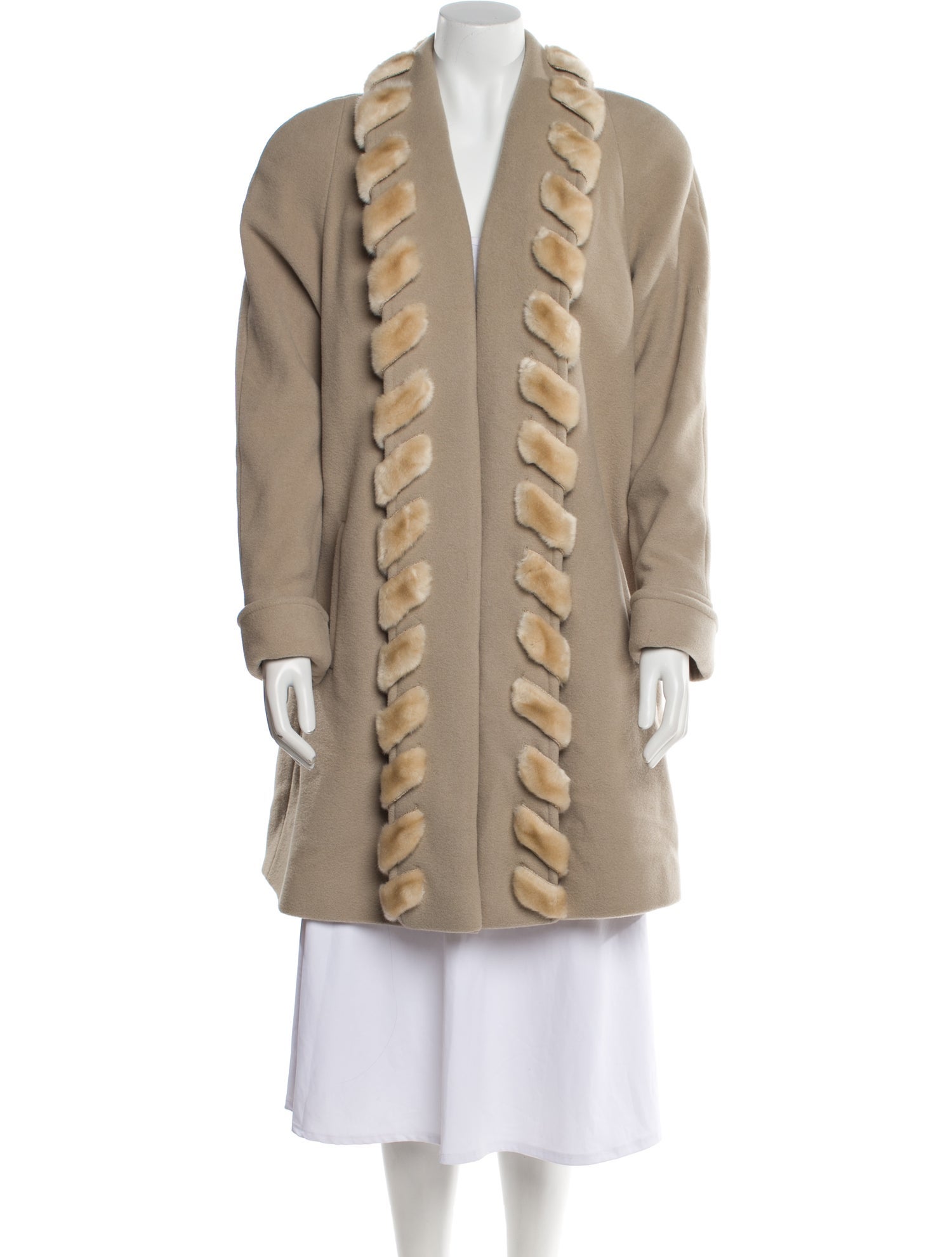 Dennis Basso Wool Faux Fur Coat