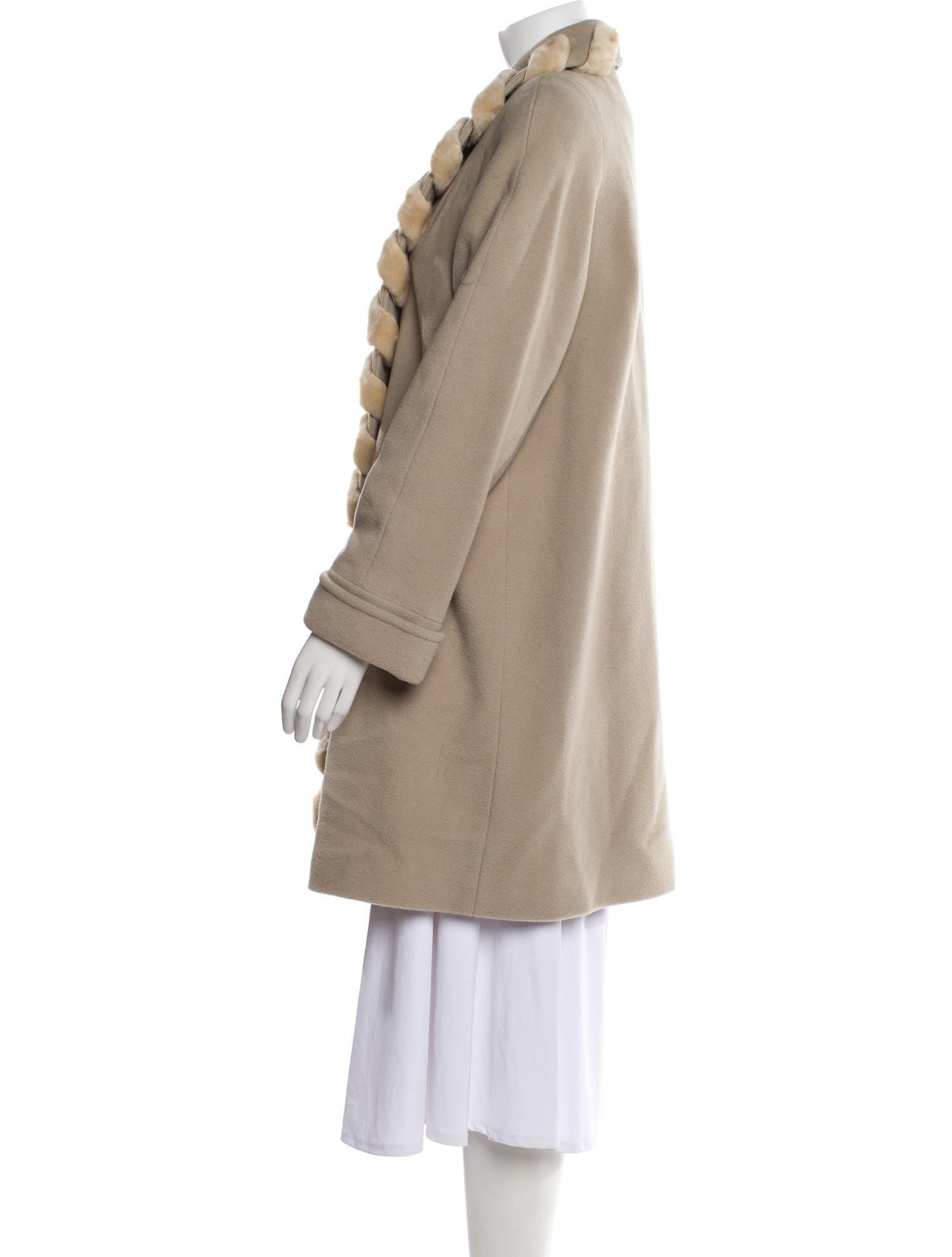 Dennis Basso Wool Faux Fur Coat