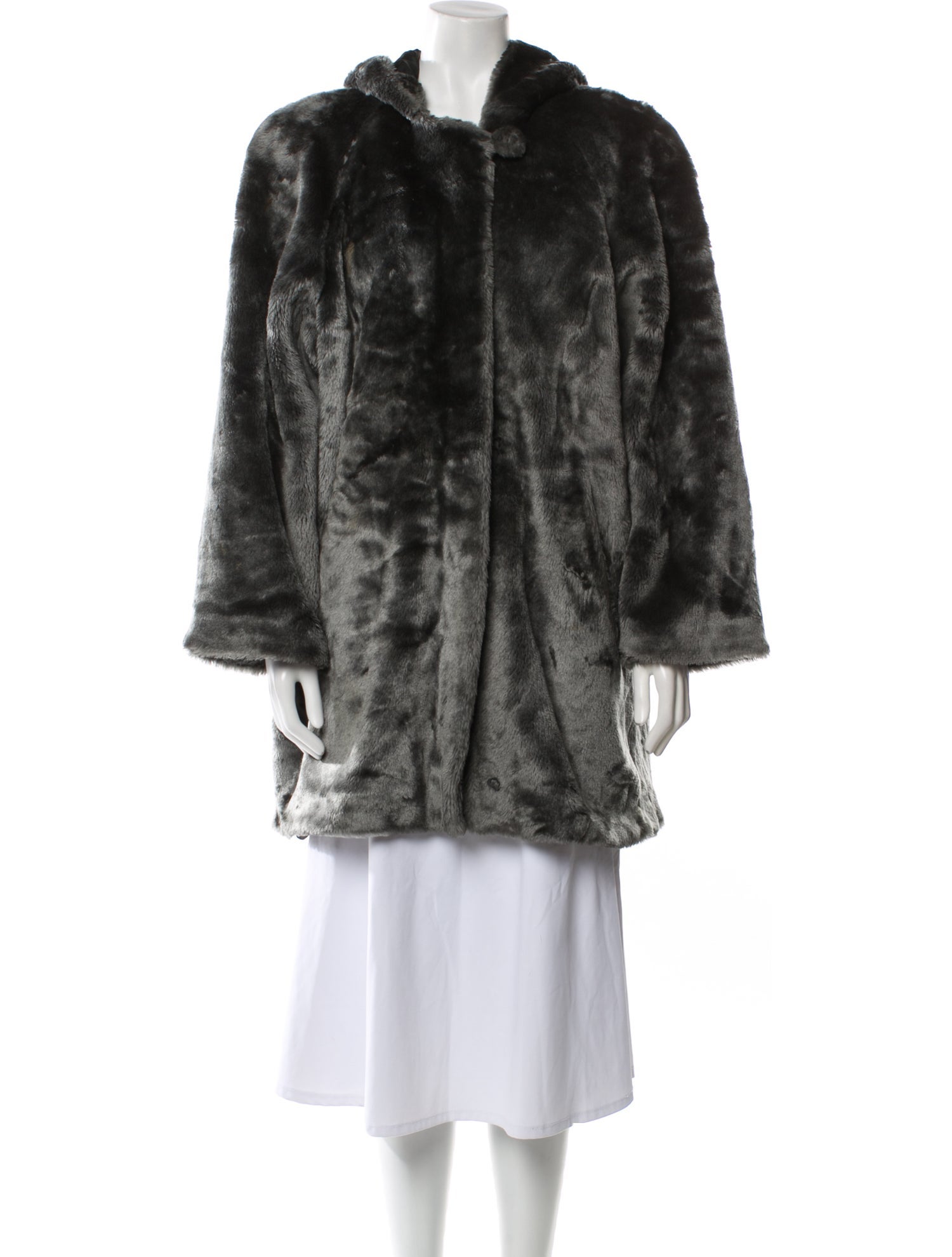 Dennis Basso Faux Fur Printed Faux Fur Coat