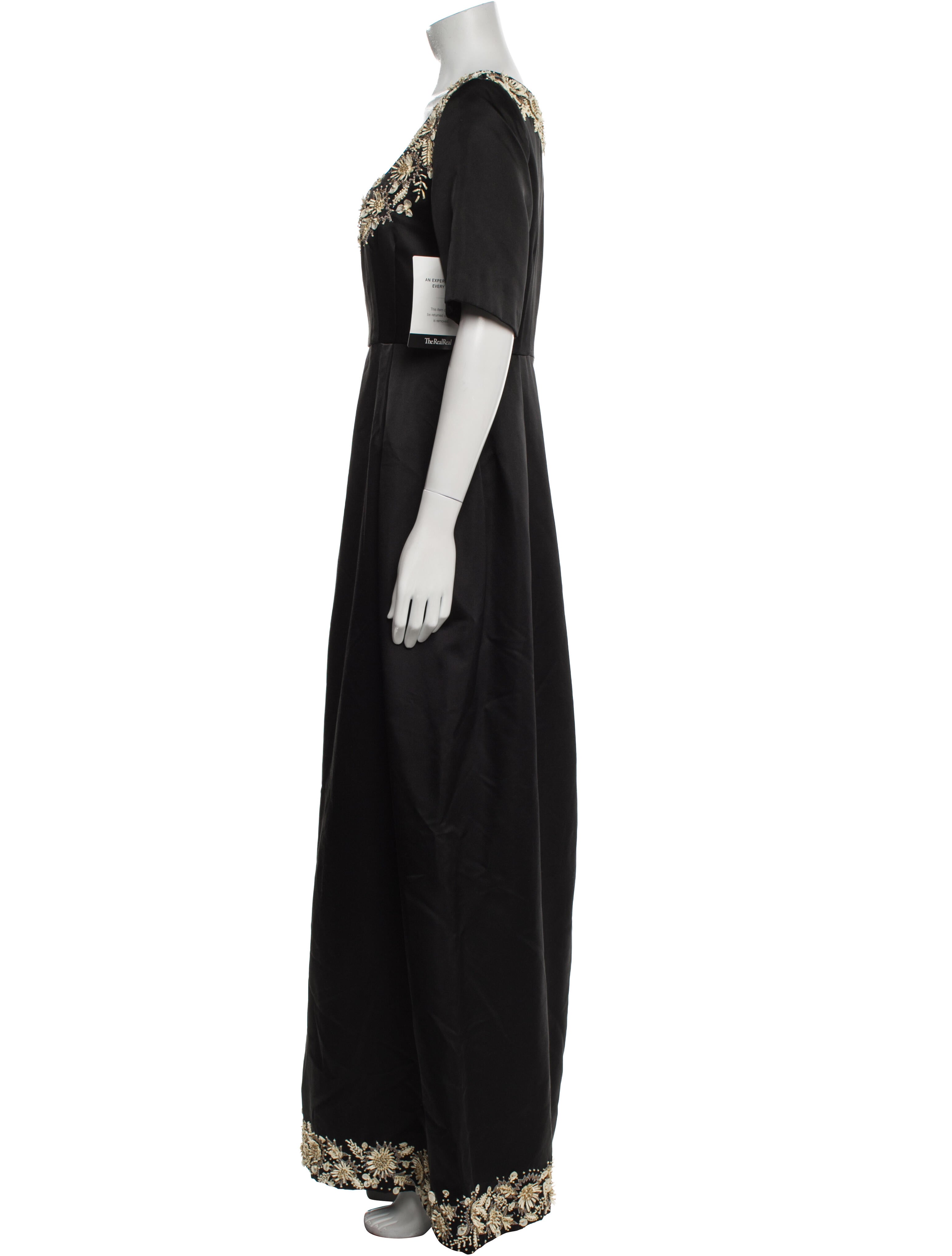 Dennis Basso Scoop Neck Long Dress