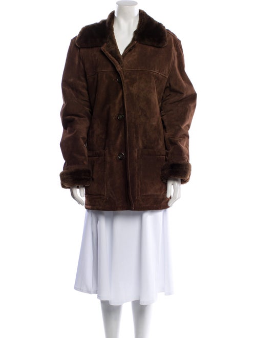 Dennis Basso Leather Faux Fur Coat