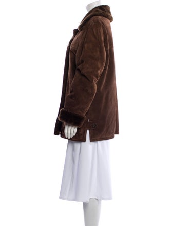 Dennis Basso Leather Faux Fur Coat