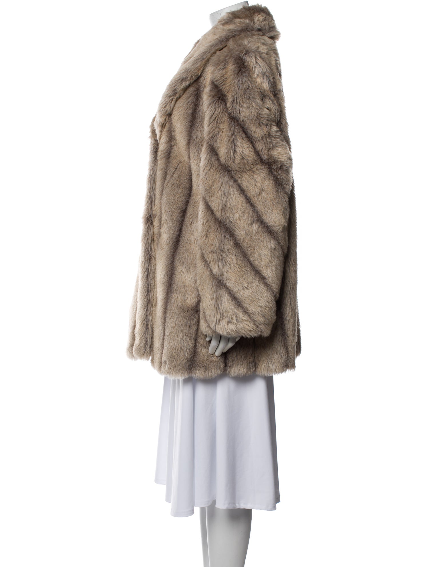 Dennis Basso Vintage Striped Faux Fur Coat