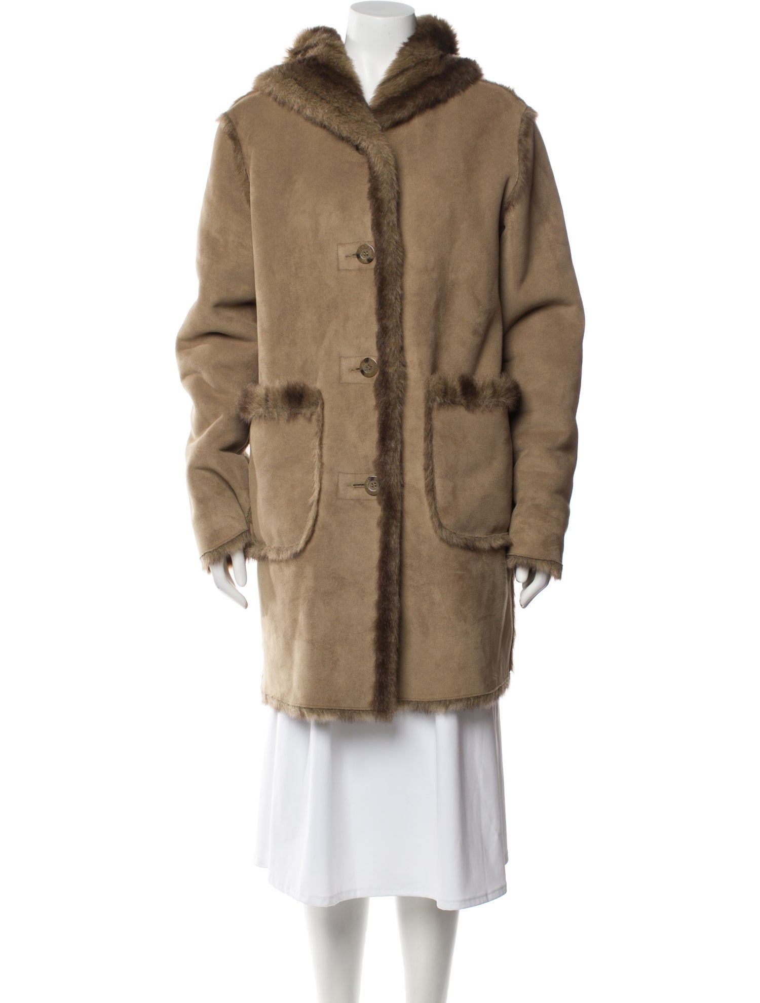 Dennis Basso Colorblock Pattern Faux Fur Coat