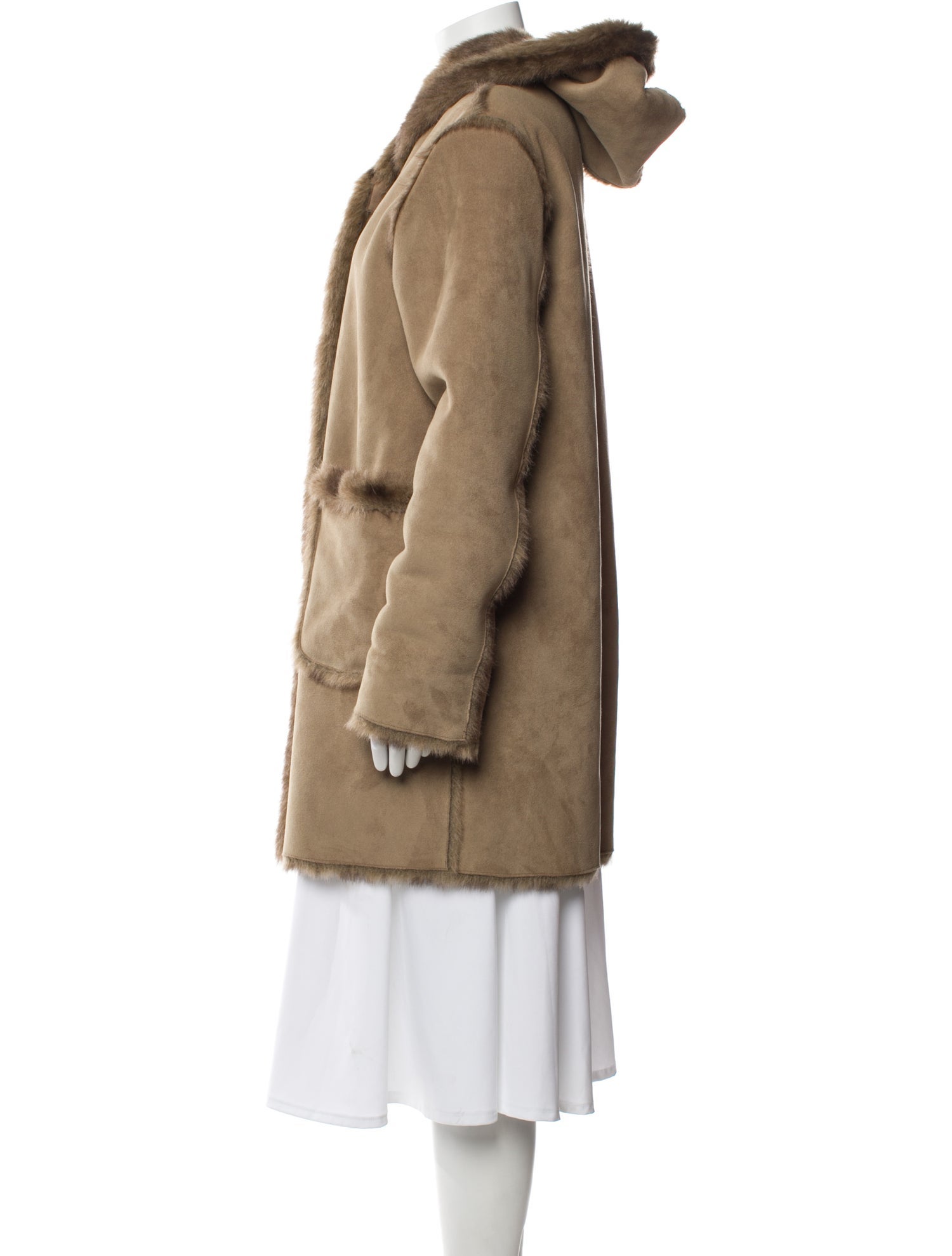 Dennis Basso Colorblock Pattern Faux Fur Coat