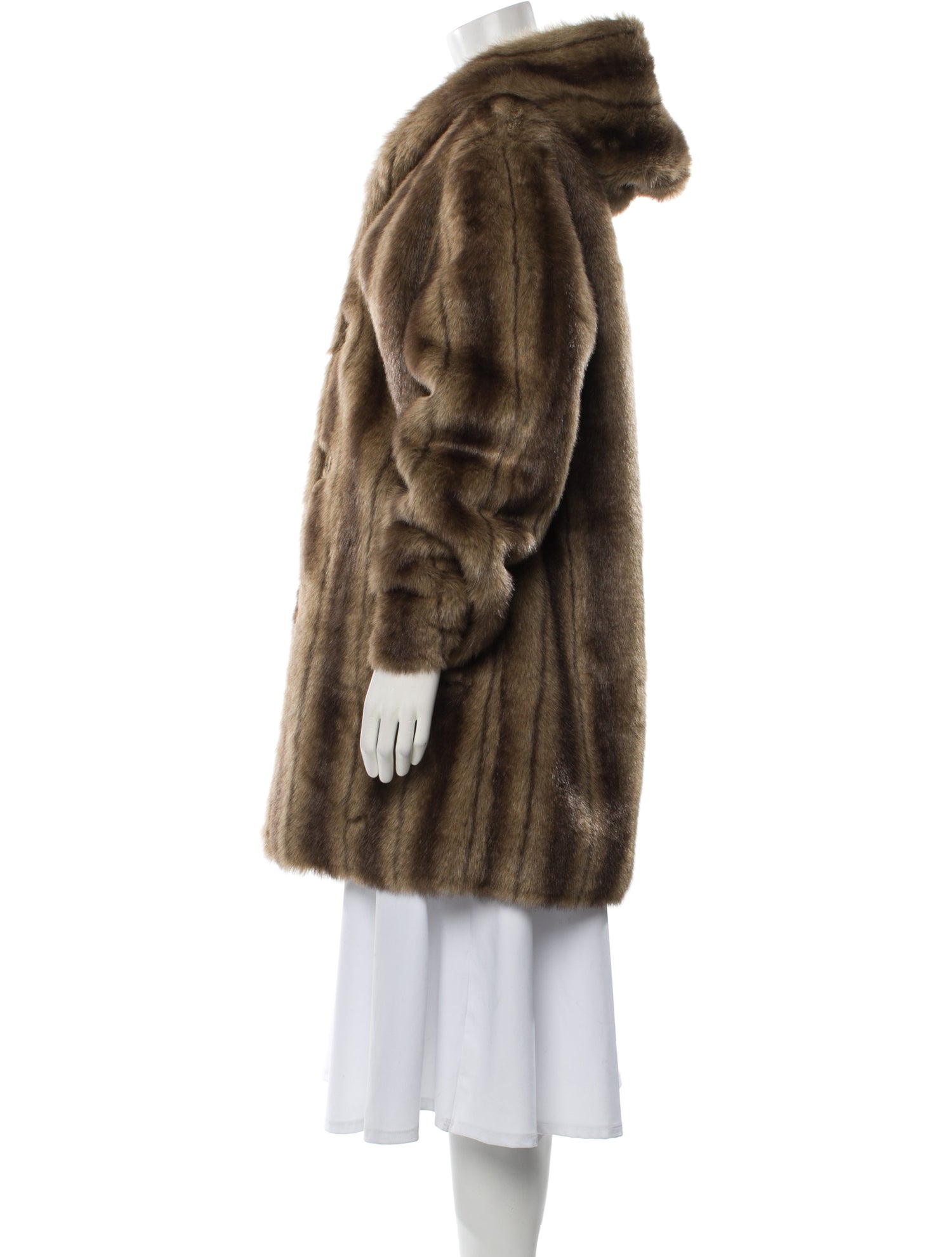 Dennis Basso Faux Fur Striped Faux Fur Coat